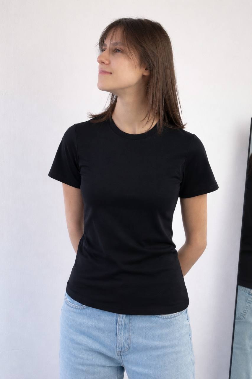 Жіноча чорна футболка "ALLAZY" реальне фото